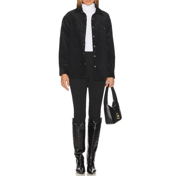 ANINE BING Simon Sloan Shirt Black Corduroy Button Down Long Sleeve Shacket NWT - Picture 3 of 11